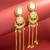 presents kundan peach stone chandbali style earrings with ghungroo tassels