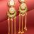 presents kundan peach stone chandbali style earrings with ghungroo tassels