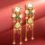 bridal wear kundan hexagon chandelier earrings with turquoise enamel pendant