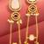 kundan peach stone chandelier earrings with layered chain drops for party wear