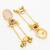 kundan peach stone chandelier earrings with layered chain drops for party wear