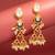 presents kundan navy enamel tiered chandelier earrings with peach bead drops