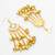 mint & pink lotus kundan chandelier earrings with gold ghungroo bells