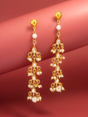pearl kundan tiered chandelier drop earrings 1