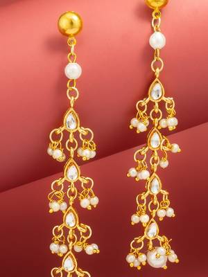 pearl kundan tiered chandelier drop earrings 2