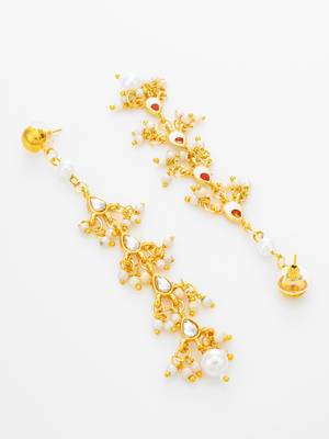 pearl kundan tiered chandelier drop earrings 3