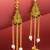 oxidized gold pyramid drop earrings with black beads and pearl dangles