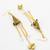 oxidized gold pyramid drop earrings with black beads and pearl dangles