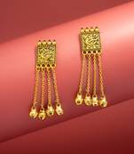 oxidized gold swan motif earrings with hanging bells