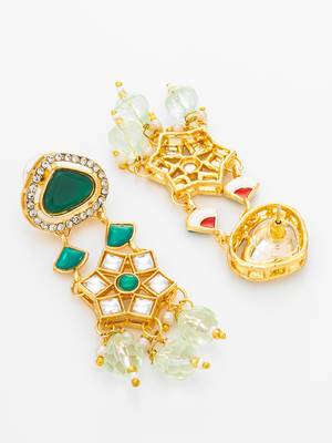 green stone ad floral chandelier earrings with beaded drops 3