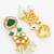 green stone ad floral chandelier earrings with beaded drops