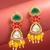 green and yellow ad floral drop earrings with beaded tassels