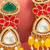 green and yellow ad floral drop earrings with beaded tassels