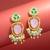 purple and green ad statement drop earrings with beaded fringe