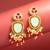 mint and red ad statement drop earrings with beaded fringe