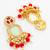 mint and red ad statement drop earrings with beaded fringe