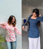 Pack of 2 handmade block printed rayon fabric  short kurti for women's