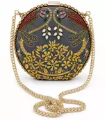 Zardozi Embroidered Clutch with Gold Chain