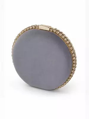Zardozi Embroidered Clutch with Gold Chain 4