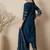 TEAL BLUE EMBRODEIRY WORK FABRIC ROMAN SILK WOMENS KURTI PANT DUPATTA SET