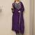 PURPLE EMBRODEIRY WORK FABRIC ROMAN SILK WOMENS KURTI PANT DUPATTA SET