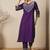 PURPLE EMBRODEIRY WORK FABRIC ROMAN SILK WOMENS KURTI PANT DUPATTA SET