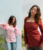 Pack of 2 handmade block printed rayon fabric  short kurti for women's