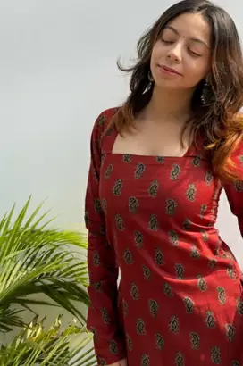 Pack of 2 handmade block printed rayon fabric  short kurti for women's
