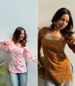 Pack of 2 handmade block printed rayon fabric  short kurti for women's