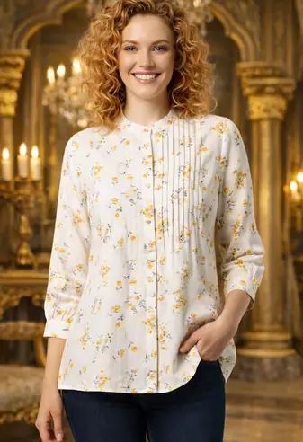 OFFWHITE FLORAL PRINTED WORK FABRIC COTTON WOMENS KURTI PANT DUPATTA SET