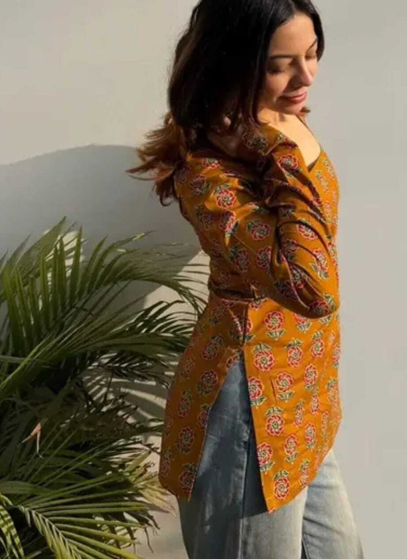Pack of 2 handmade block printed rayon fabric  short kurti for women's