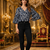 NAVY BLUE FLORAL PRINTED WORK FABRIC COTTON WOMENS KURTI TOP