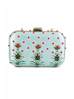 Mughal Painting Inspired Clutch Bag with Stone Embellishment 2