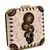 Ivory Floral Print Embroidered Clutch Bag with Black Gold Embellishment