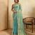 Tissue saree with silver star embroidery & embellished border