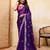 Royal purple embroidered saree with multicolor floral border & rani pink blouse