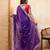 Royal purple embroidered saree with multicolor floral border & rani pink blouse