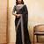 Black embroidered saree with intricate gold & silver scalloped border