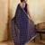 Navy blue embroidered saree with gold sequin scallop pattern & embellished border