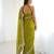 Mehendi green embellished saree with gold fringe border & matching blouse
