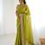 Mehendi green embellished saree with gold fringe border & matching blouse
