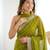 Mehendi green embellished saree with gold fringe border & matching blouse
