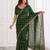 Bottle green sequin embroidered saree with diamond pattern & matching blouse