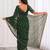 Bottle green sequin embroidered saree with diamond pattern & matching blouse
