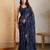gorgette blue sequence work saree