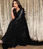 gorgette black sequence work saree