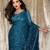 gorgette blue sequence work saree