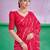 Red Leheriya Printed Cotton Linen Saree With Unstitched Blouse