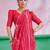 Red Leheriya Printed Cotton Linen Saree With Unstitched Blouse