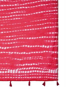 Red Leheriya Printed Cotton Linen Saree With Unstitched Blouse 5